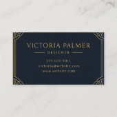 Art Deco Navy and Gold Luxury Business Card 名刺 (正面)