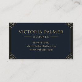 Art Deco Navy and Gold Luxury Business Card 名刺