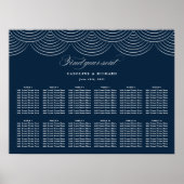 Art Deco Navy Blue Silver Wedding Seating Chart ポスター (正面)