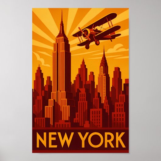Art deco New York poster print ポスター (正面)