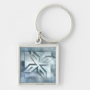 Art Deco Ninja Star Icon on stone キーホルダー