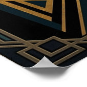 Art Deco Noir Detective Fedora Profile Gold  ポスター (角)