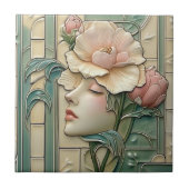 Art Deco Nouveau  Lovely Lady タイル (正面)
