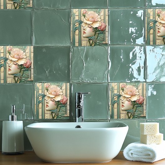 Art Deco Nouveau  Lovely Lady タイル