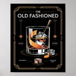 Art Deco Old Fashioned Cocktail Wall ポスター