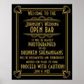 ART Deco Open bar sign for 1920's Gatsby Party ポスター (正面)
