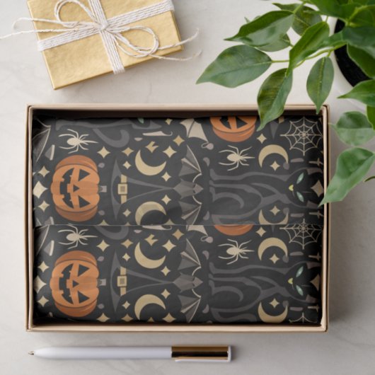 Art Deco Orange Carved Pumpkins 薄葉紙 (ギフト)