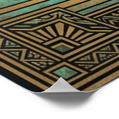 Art Deco Owl Wisdom Poster | Gold & Teal Geometric ポスター (角)