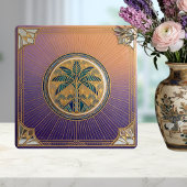 Art Deco Palm Tree Sunrise Gradient Ceramic Tile タイル