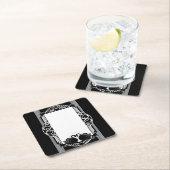 Art Deco Parisian Black and White Swans スクエアペーパーコースター (インサイチュ)