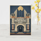 Art Deco Patriotic Architecture Memorial Day カード (黄色い花)