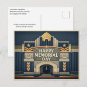 Art Deco Patriotic Architecture Memorial Day シーズンポストカード (正面/裏面)