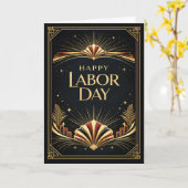 Art Deco Patriotic Gold Tribute Happy Labor Day カード (黄色い花)