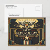 Art Deco Patriotic Memorial Day  シーズンポストカード (正面/裏面)