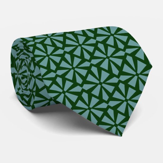 Art Deco Pattern II - Ocean Green on Dark Green ネクタイ (ロール)
