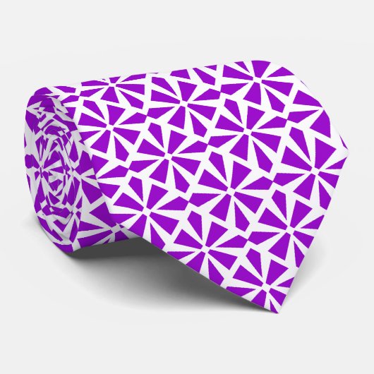 Art Deco Pattern II - Purple on White ネクタイ (ロール)