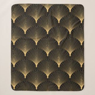 Art Deco Pattern. Seamless black and gold backgrou シェルパブランケット