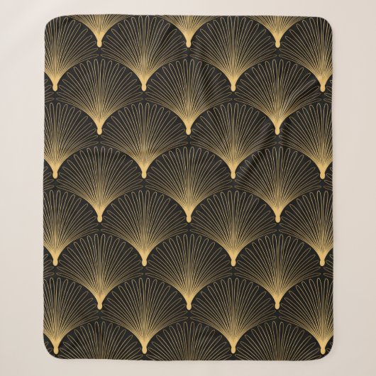 Art Deco Pattern. Seamless black and gold backgrou シェルパブランケット (正面)