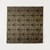Art Deco Pattern. Seamless black and gold backgrou タペストリー (正面(横))