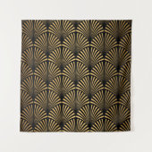 Art Deco Pattern. Seamless black and gold backgrou タペストリー (正面)
