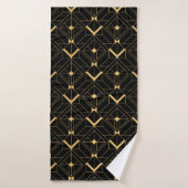 Art Deco Pattern. Seamless black and gold backgrou バスタオル (バスタオル)