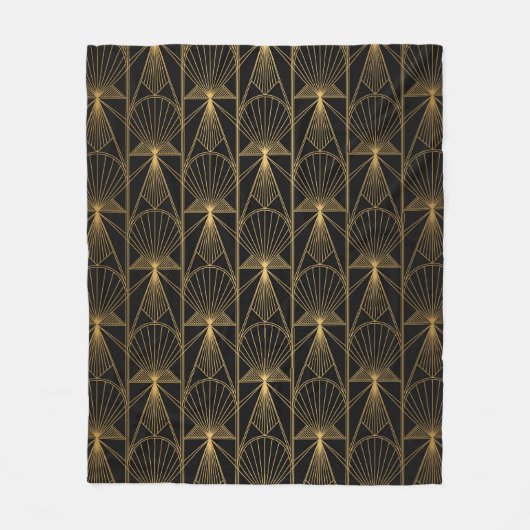 Art Deco Pattern. Seamless black and gold backgrou フリースブランケット (正面)
