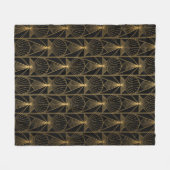 Art Deco Pattern. Seamless black and gold backgrou フリースブランケット (正面(横))
