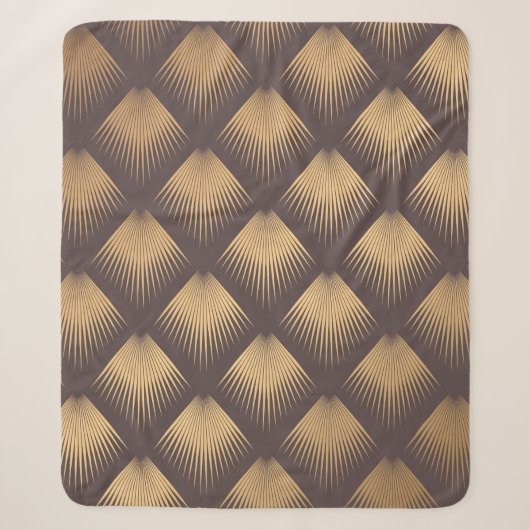Art Deco Pattern. Seamless golden background. Mini シェルパブランケット (正面)