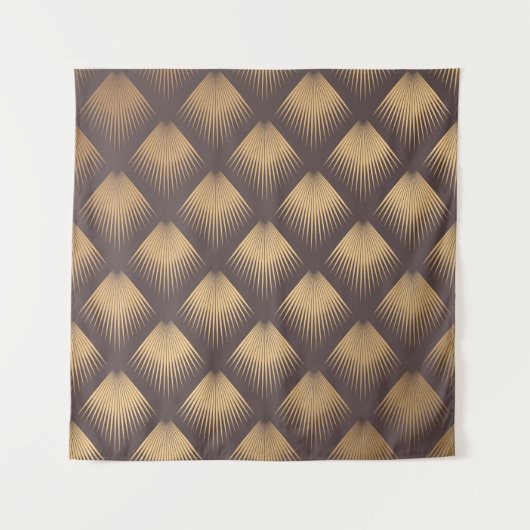 Art Deco Pattern. Seamless golden background. Mini タペストリー (正面)