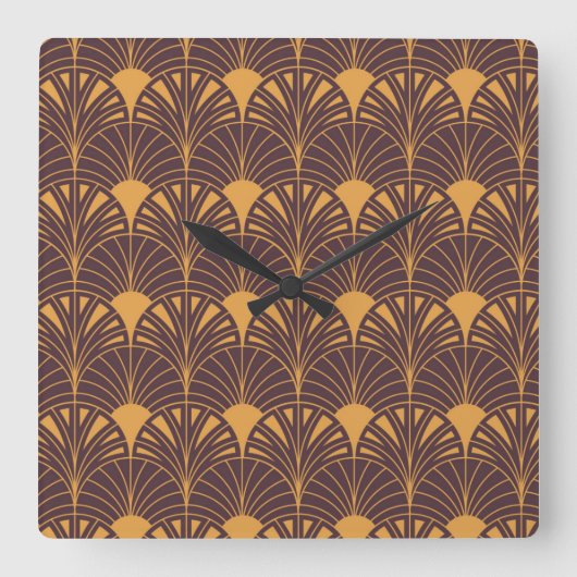 Art Deco pattern with fan-shaped motifs  スクエア壁時計 (正面)