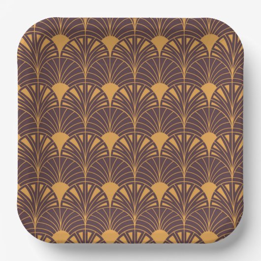 Art Deco pattern with fan-shaped motifs  ペーパープレート (正面)