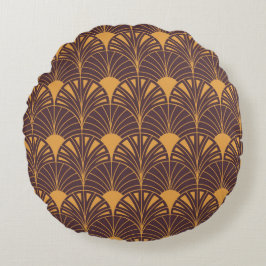 Art Deco pattern with fan-shaped motifs  ラウンドクッション