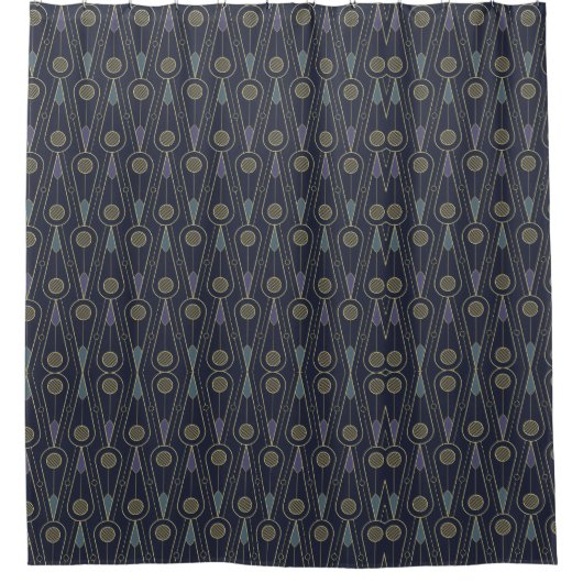 Art Deco pattern with geometric shapes in gold シャワーカーテン (正面)