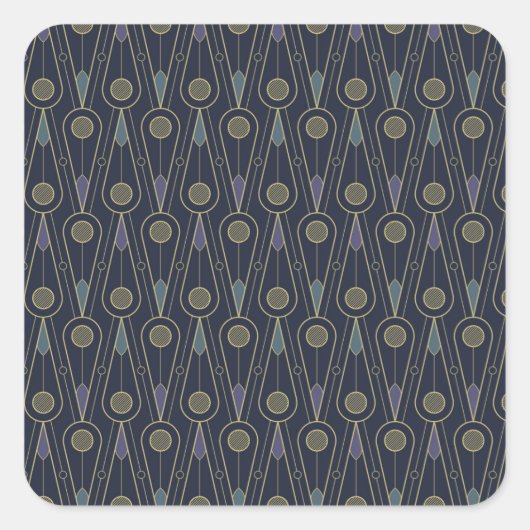 Art Deco pattern with geometric shapes in gold スクエアシール (正面)