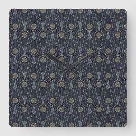 Art Deco pattern with geometric shapes in gold スクエア壁時計