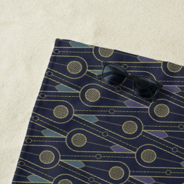 Art Deco pattern with geometric shapes in gold ビーチタオル