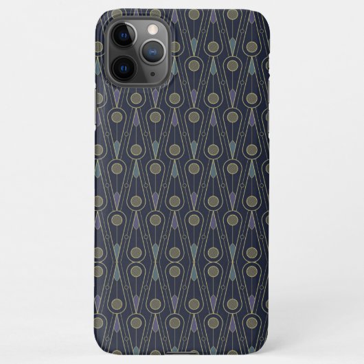 Art Deco pattern with geometric shapes in gold iPhoneケース (裏面)