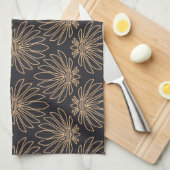 Art Deco pattern with gold floral motifs  キッチンタオル (四つ折り)