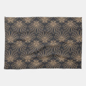Art Deco pattern with gold floral motifs  キッチンタオル (横)
