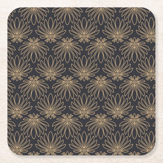 Art Deco pattern with gold floral motifs  スクエアペーパーコースター (正面)