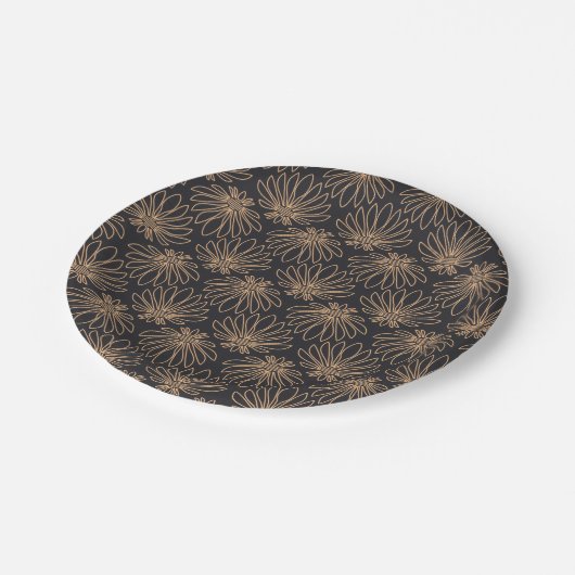 Art Deco pattern with gold floral motifs  ペーパープレート (アングル)