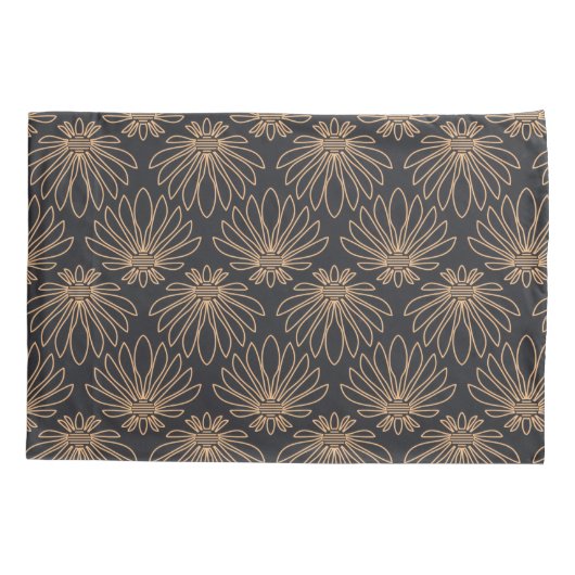 Art Deco pattern with gold floral motifs  枕カバー (裏面-左)