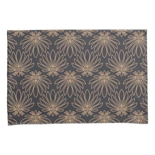 Art Deco pattern with gold floral motifs  枕カバー (正面右)