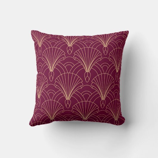 Art Deco pattern with gold geometric fan motifs  クッション (裏面)