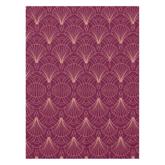 Art Deco pattern with gold geometric fan motifs テーブルクロス (正面)