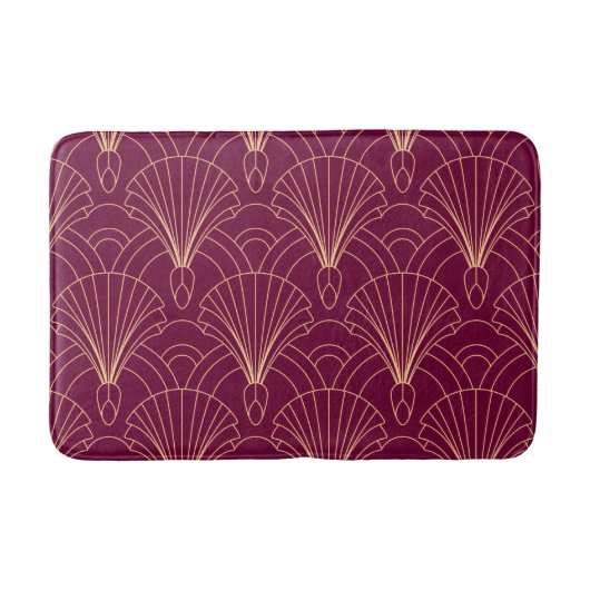 Art Deco pattern with gold geometric fan motifs  バスマット (正面)