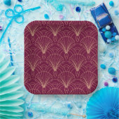 Art Deco pattern with gold geometric fan motifs  ペーパープレート (パーティー)