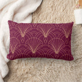 Art Deco pattern with gold geometric fan motifs  ランバークッション (ブランケット)