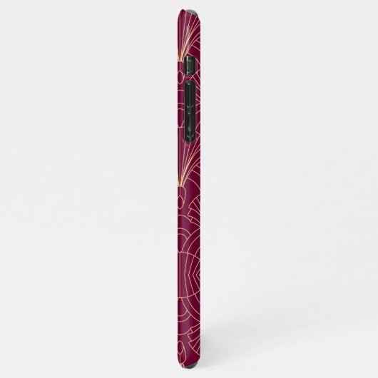 Art Deco pattern with gold geometric fan motifs  iPhoneケース (左側)