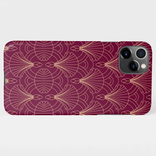 Art Deco pattern with gold geometric fan motifs  iPhoneケース (裏面横)